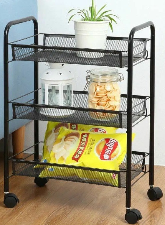 3 layer Multifunctional mesh design storage trolley