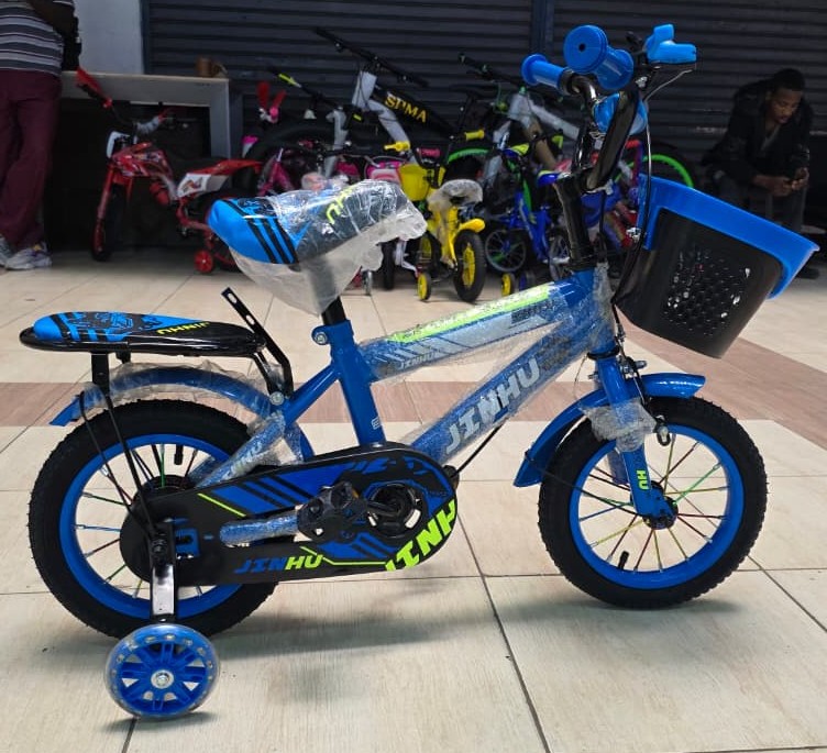 Jinhu size 12 Kids Bicycle with Basket and Training Wheels – Blue/Black
