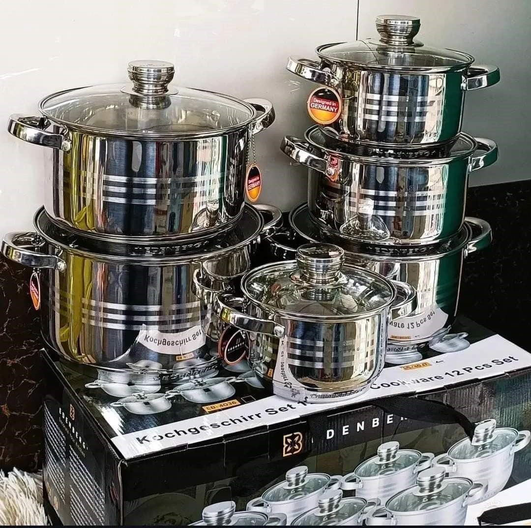 12-piece stainless steel Edenburg cookware set.