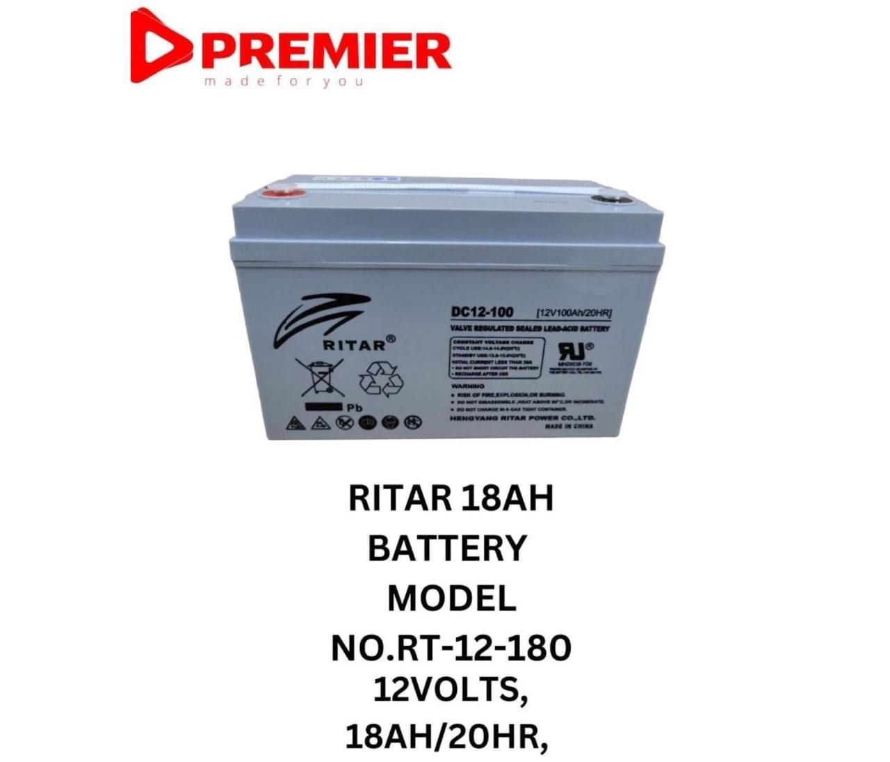 Ritar 12V 18Ah battery,