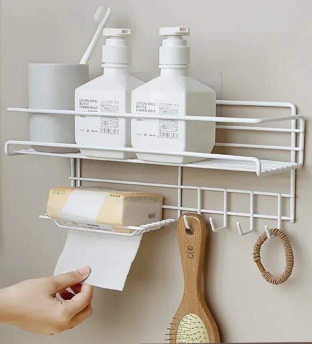 Heavy duty rectangular Self-Adhesive bathroom rack