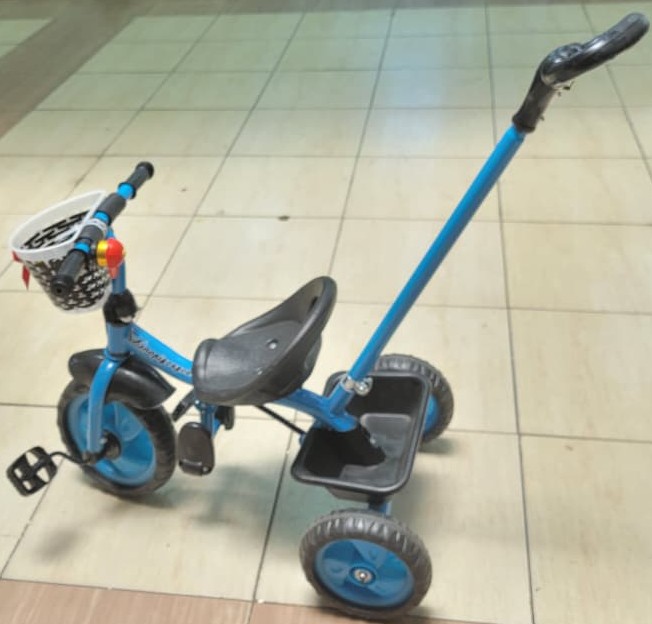 Kids’ Tricycle with Push Handle & Basket  1–3 Years