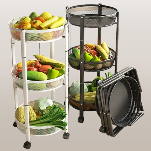 Foldable round rotating multi layer rack