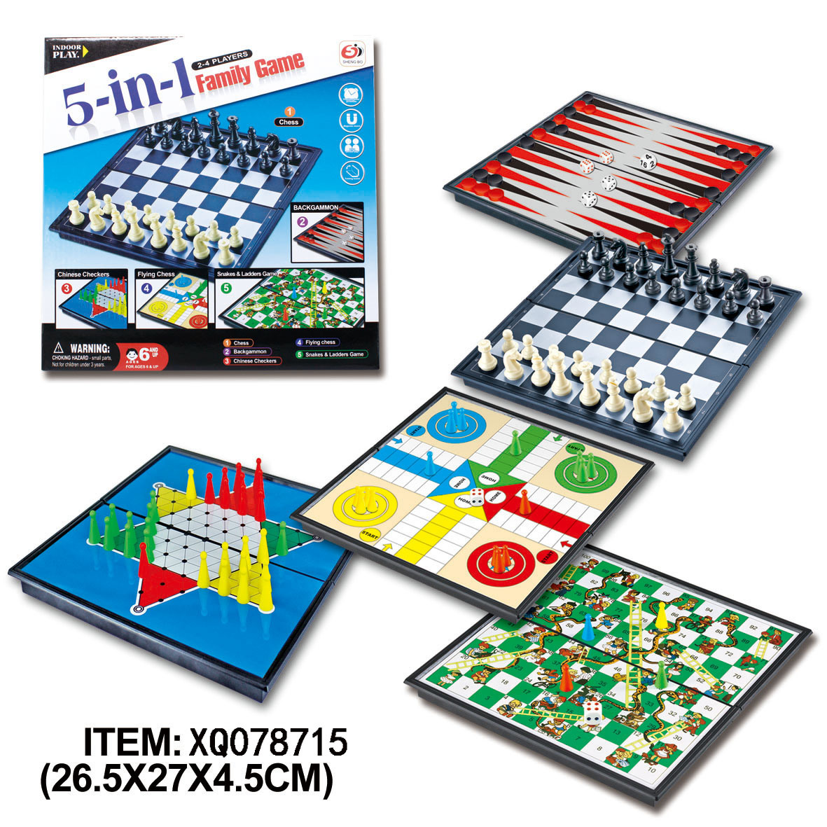 5-in-1 Family Board Game Set