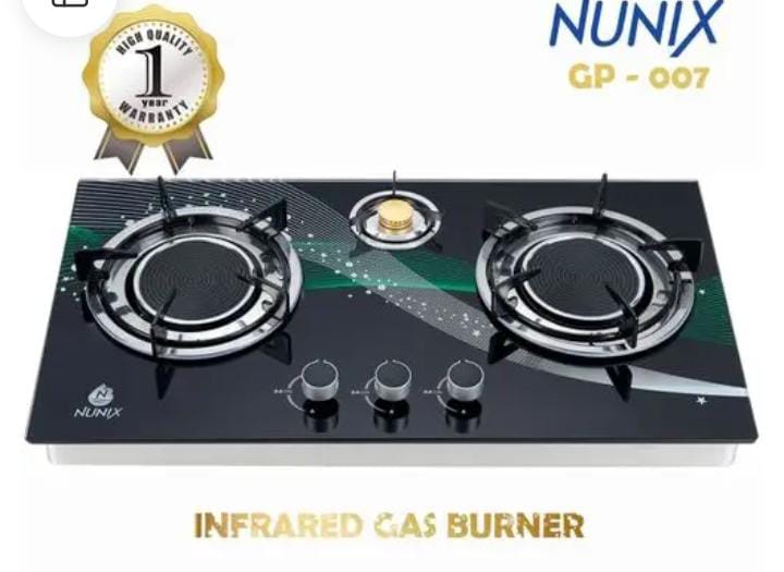 Nunix 3-burner infrared gas cooktop, model GP-007