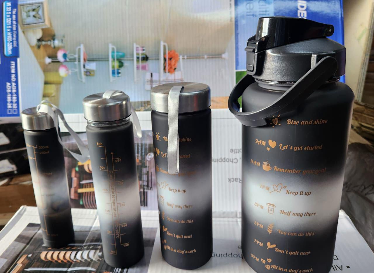 4 in 1 Motivational Bottle  Black/White Color
