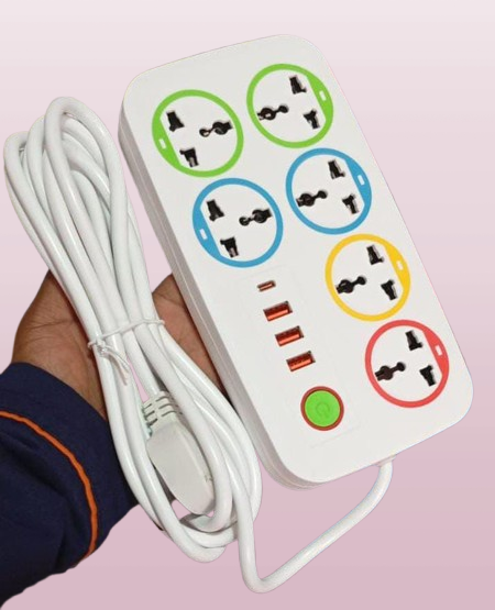 6-Socket Power Extension + 4 USB | 3M Cable | Kenya