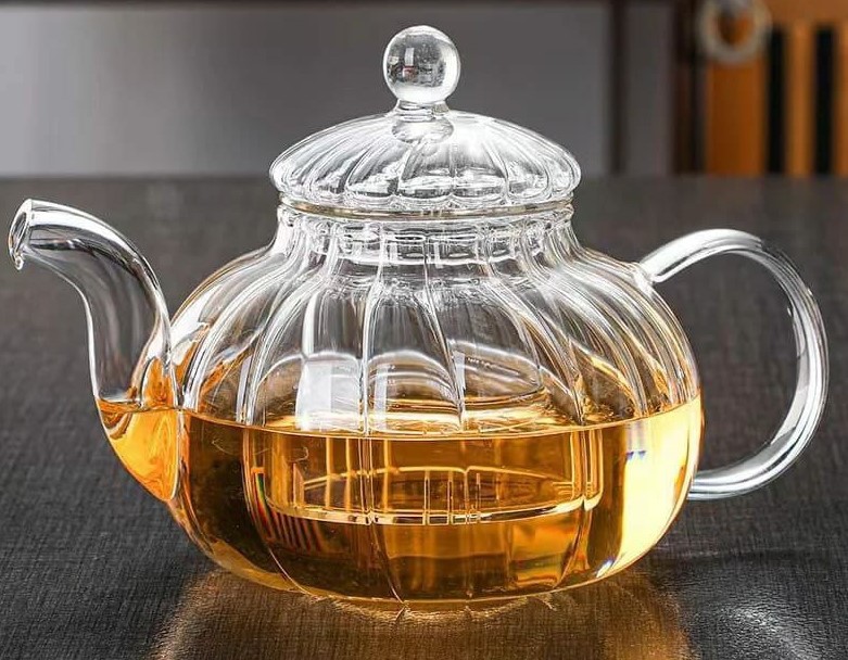 Stripped High Borosilicate glass tea/Coffee pot
