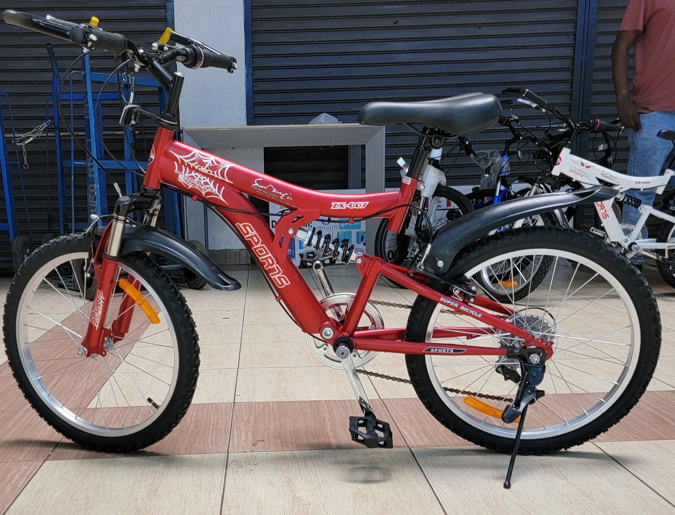 kids super sports bike size 20 mountain bike steel frame 18 speed blue (also available in red white black)