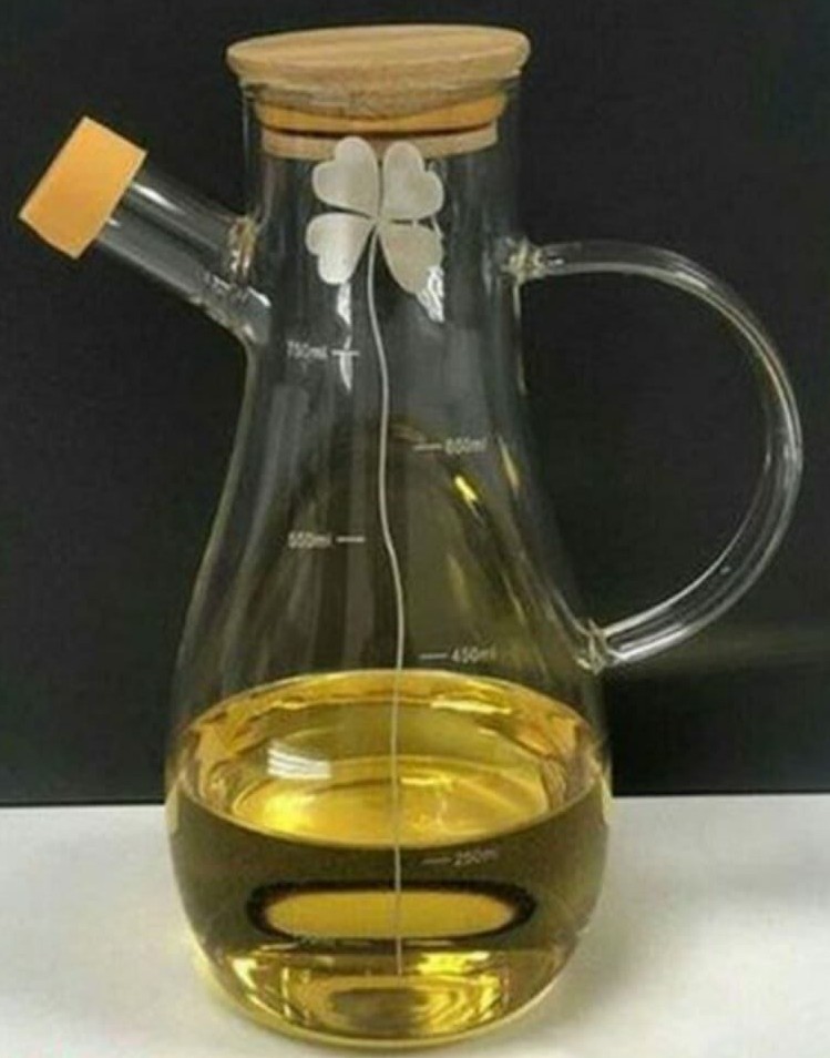 High borosilicate oil jar with decorative flower