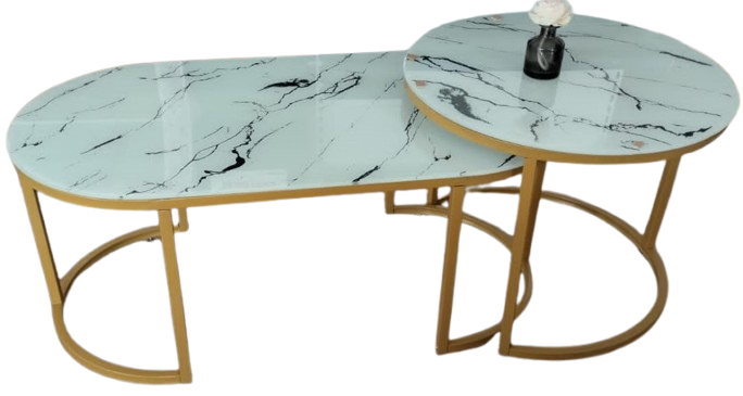 White Marble  coffee table(GLASS EFFECT )