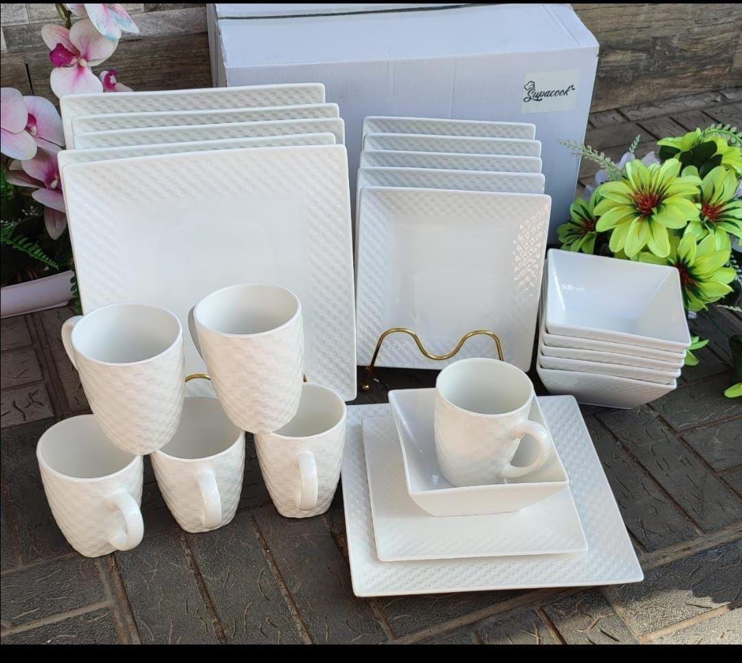 24pc Square Dinner Set Ceramic  Material