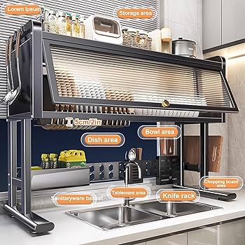 double over the sink rack with glass lid