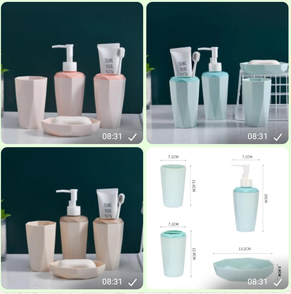 4pc plastic bathroom set