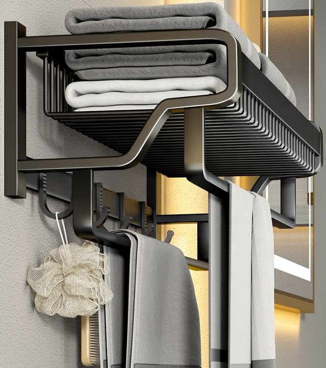 Bathroom wall mounted towel rack