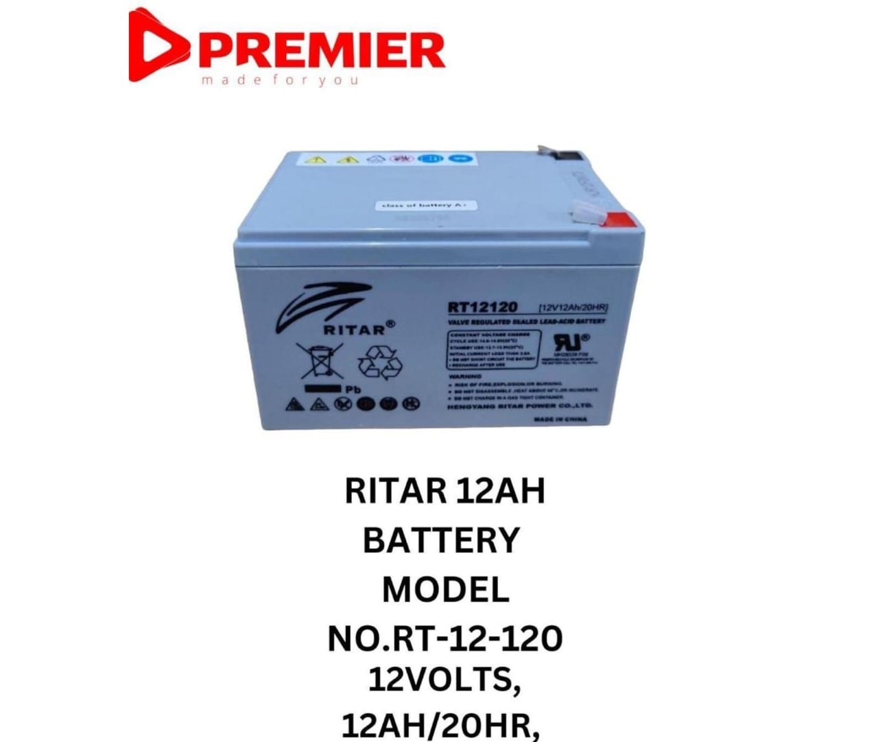 Ritar RT12120 12V 12Ah UPS Battery