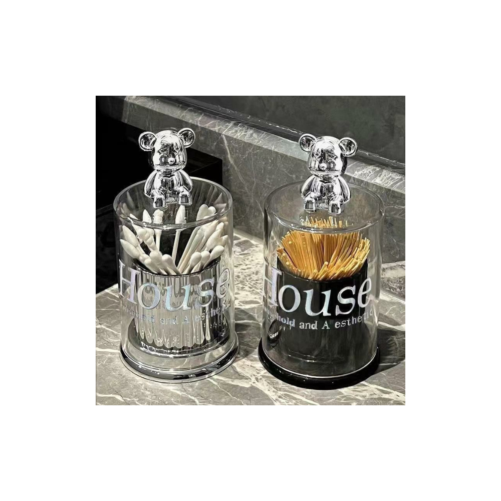 Cute Bear Toothpick & Cotton Swab Holder