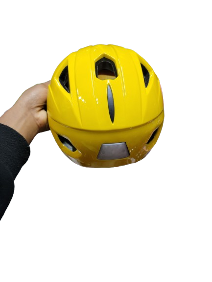 Adjustable Cycling Helmet with Rear LED Light – Yellow