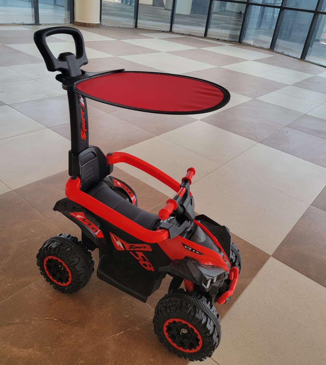 Kids Electric Ride-nQuad Bike with Push Handle