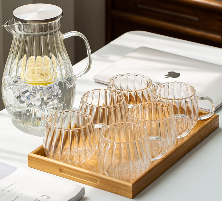 Transparent Striped Pumpkin Glass Jug – Hot/Cold Use