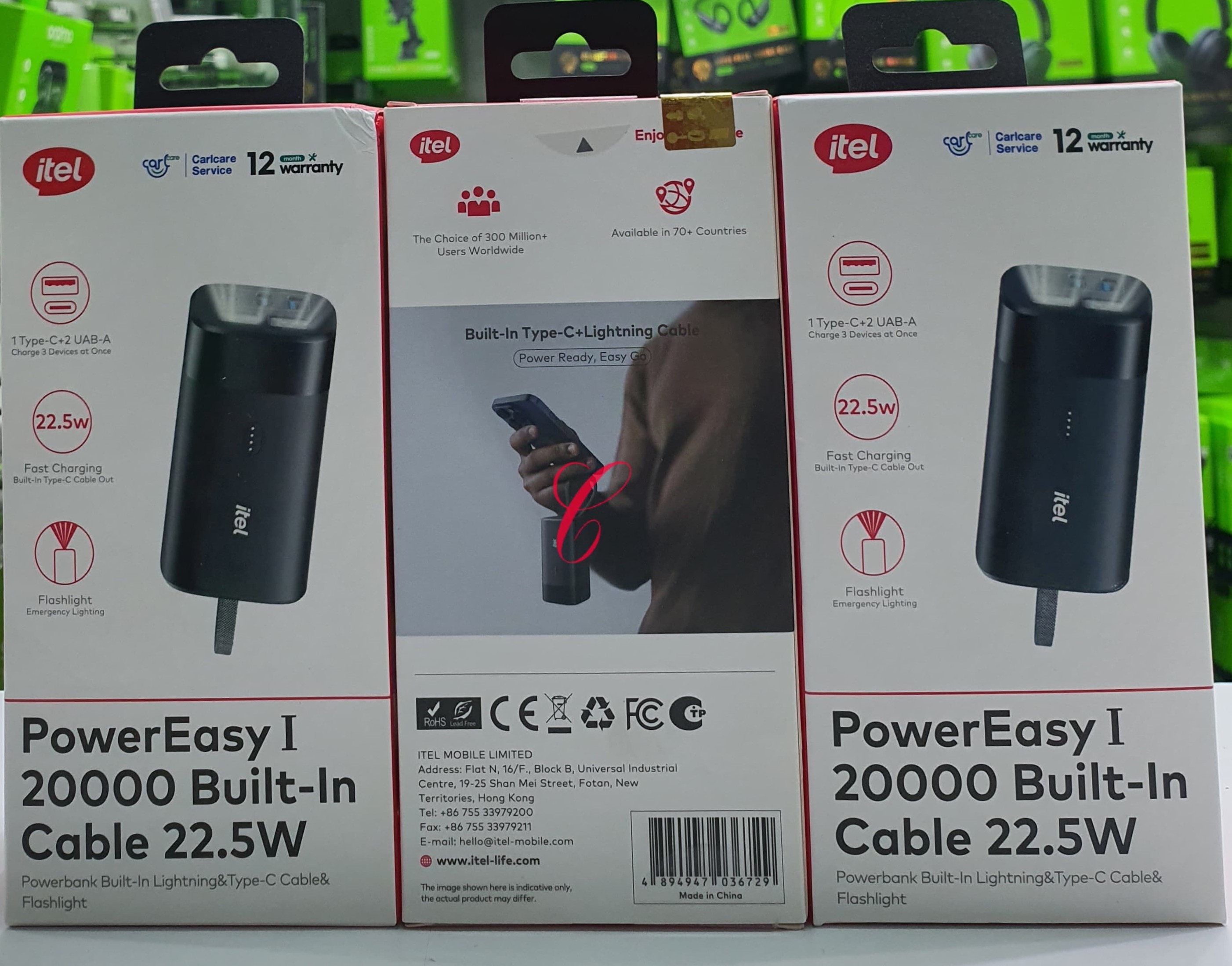 Itel 20000mAh power bank  Type C cable